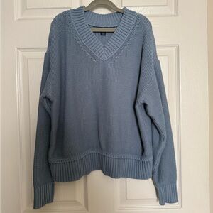 American Eagle Outfitters Light Blue V-Neck Knit Sweater